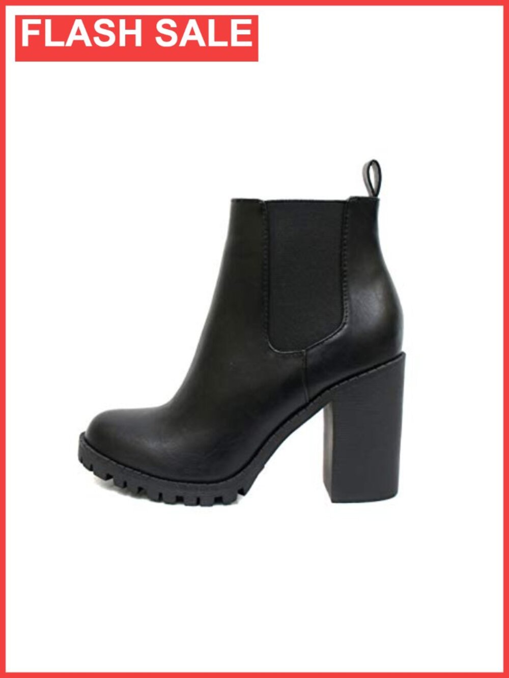 Ankle Bootie Combat Boot Lug Sole Chunky Heel Elastic Gore